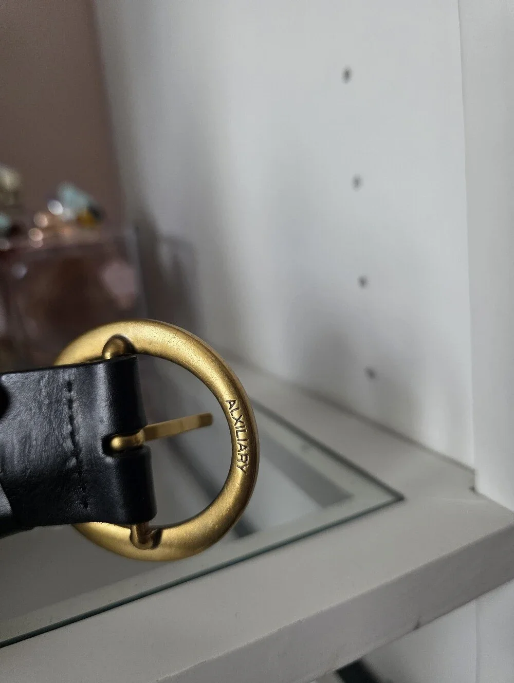Auxiliary Black Belt with Gold Oval Buckle
